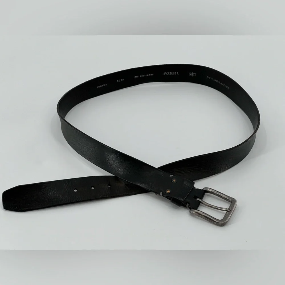 Vintage Fossil Black‎ Leather Belt 38
